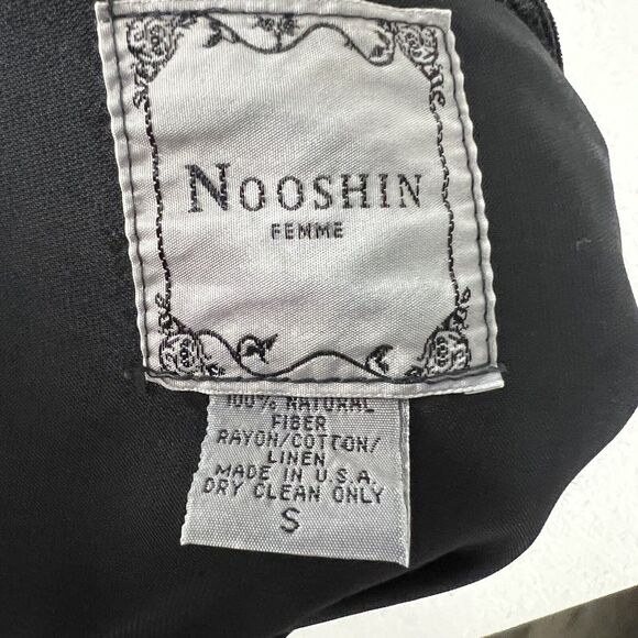 Nooshin Femme S Button Up Black Velvet Mixed Media Tunic Jacket - Picture 6 of 6